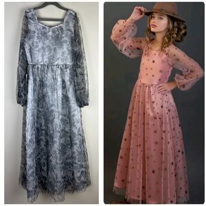 Joyfolie | Prairie Cottagecore Fairy Floral Layla Dress Grey Silver | 8
